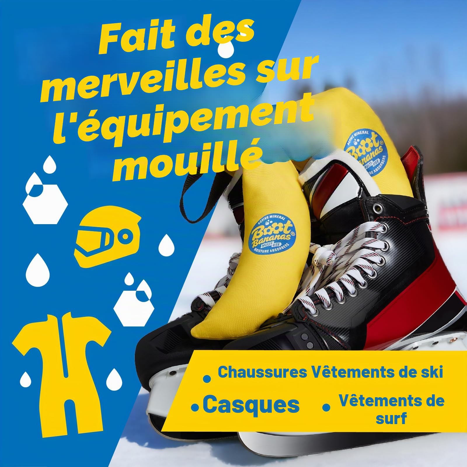 Absorbeurs d'humidité Boot Bananas pour chaussures de ski snowboard vélo moto golf