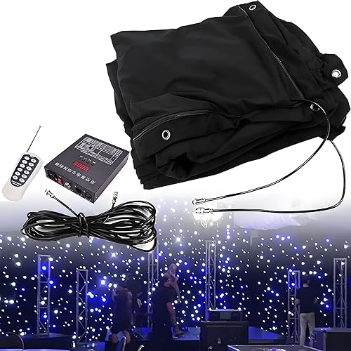 Stage Backdrop Starry Sky Cloth with Controller,Foldable Drape Starlight Backdrop Background Star Curtain,Starry Photography Starlight Decoration,3x3m