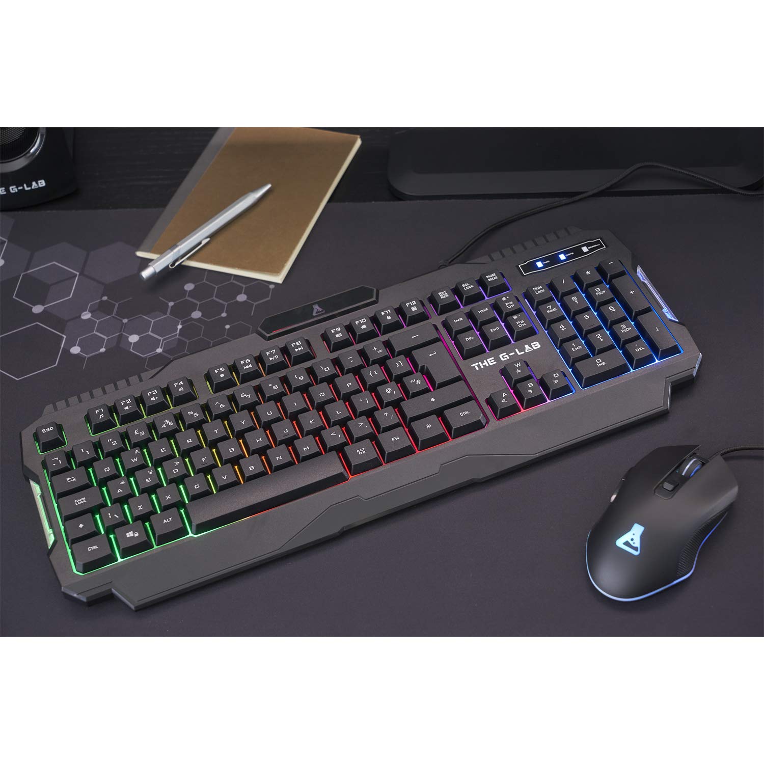 G-LAB Combo Helium Gaming Tastatur und Maus Set RGB Beleuchtet QWERTZ Ergonomische Gamer-Mouse PC PS4 PS5 Xbox One