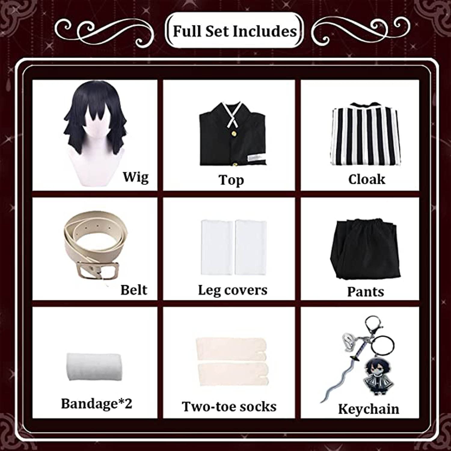 Anime Personaje Iguro Obanai Disfraz de cosplay Kochou Shinobu Juego de role Uniforme Conjunto Completo Halloween Fiesta Carnaval Traje de Vestir con Peluca para Hombres