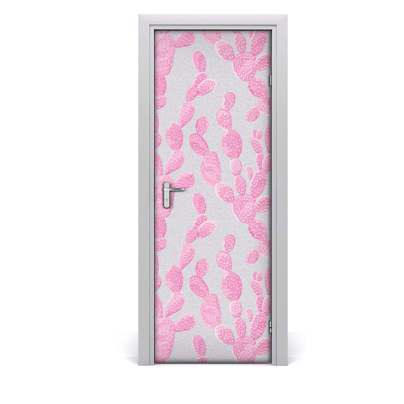 Papier peint sur la porte pour masquer les rayures avec l'adhésif cactus