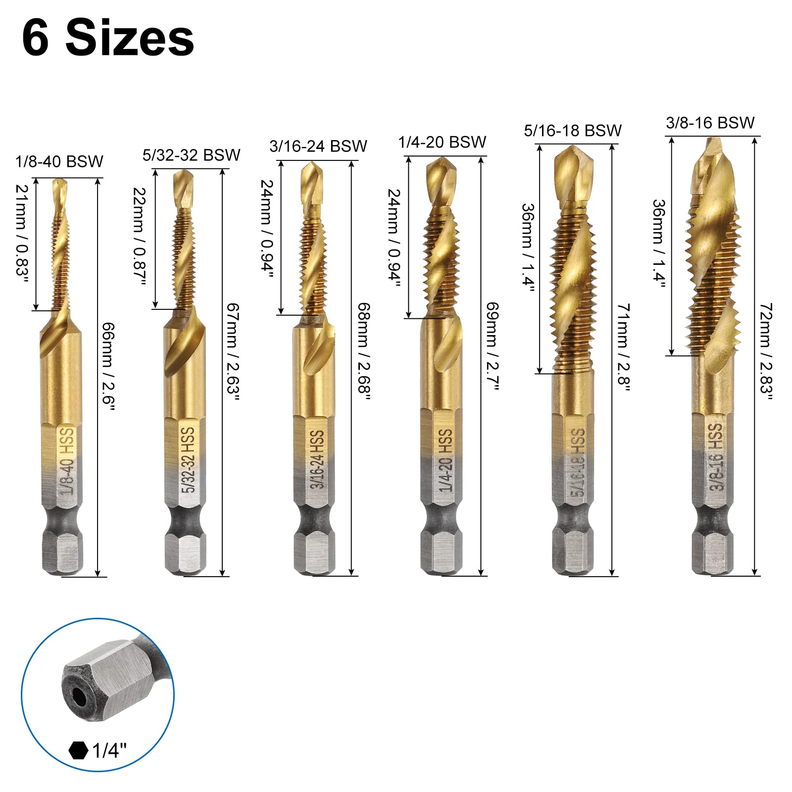 Drill & Tap Set - 6 Pieces High-Speed Steel -2 Drill & Tap Set - 6 Pieces High-Speed Steel -2