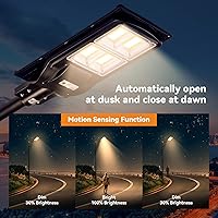 Vista 3 de LANGY Luces solares de 3000 K de color blanco cálido para exteriores, luces de estacionamiento comercial, luces amarillas, 180 LED chips de luz