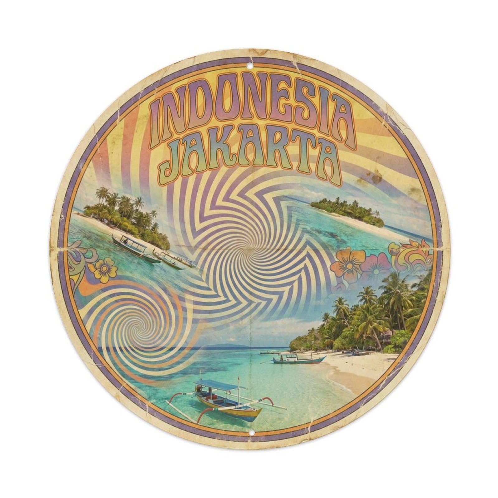 Indonesia Jakarta Lagoon Travel Retro Color Metal Tin Sign