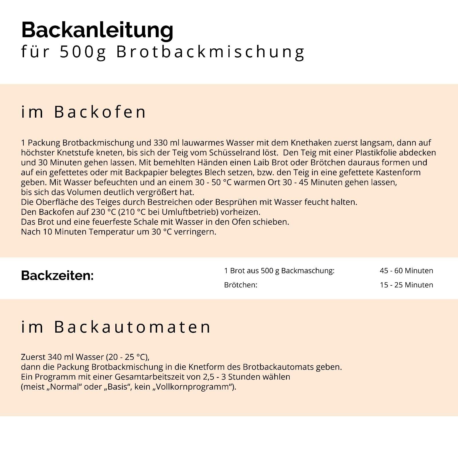 BIELMEIER KÜCHENMEISTER Brotbackmischung Bauernbrot 15 Stück á 500g Jeden Tag frisches Brot genießen Made in Baden-Württemberg