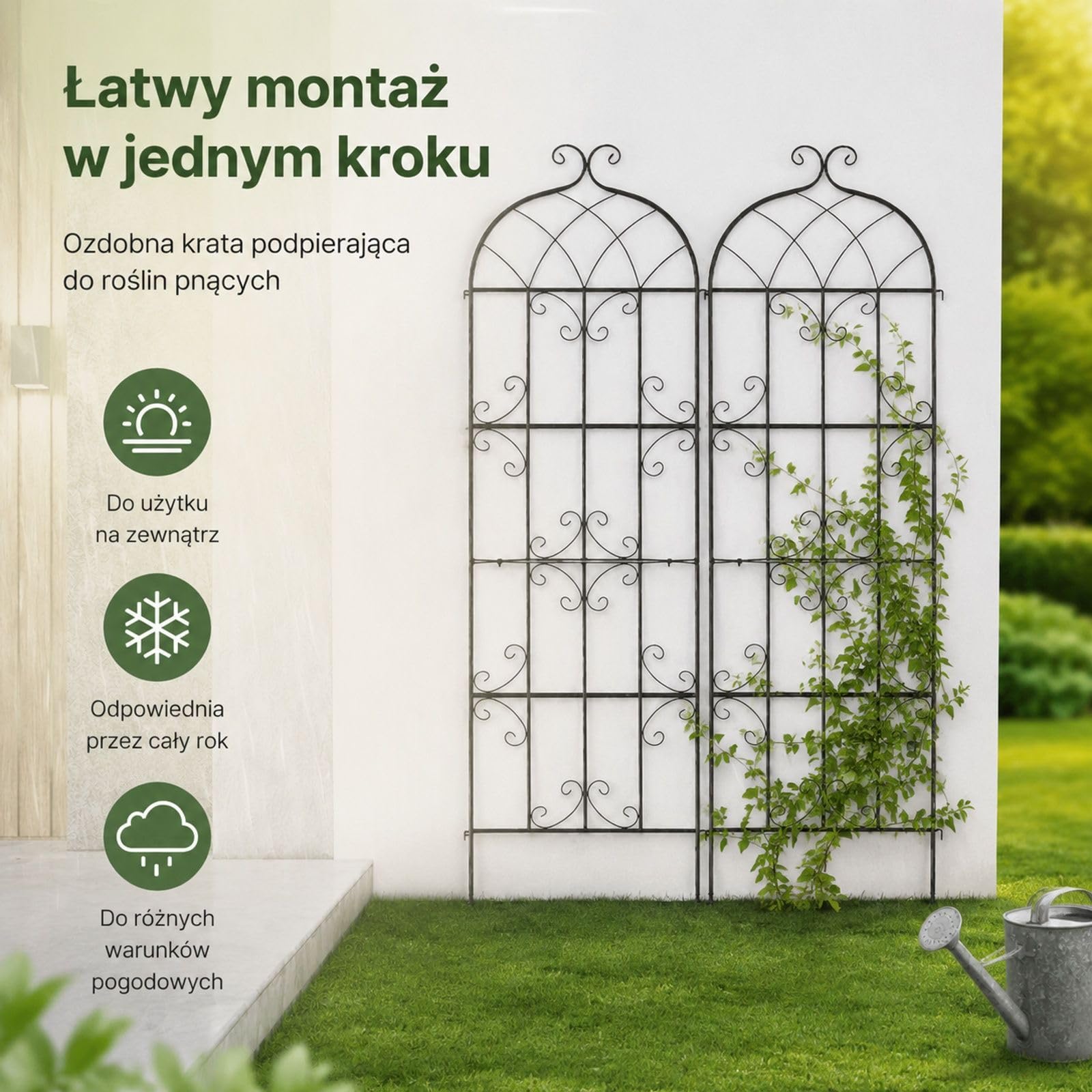 Zestaw 2 metalowych krat ogrodowych do roślin pnących, zewnętrzne panele podporowe