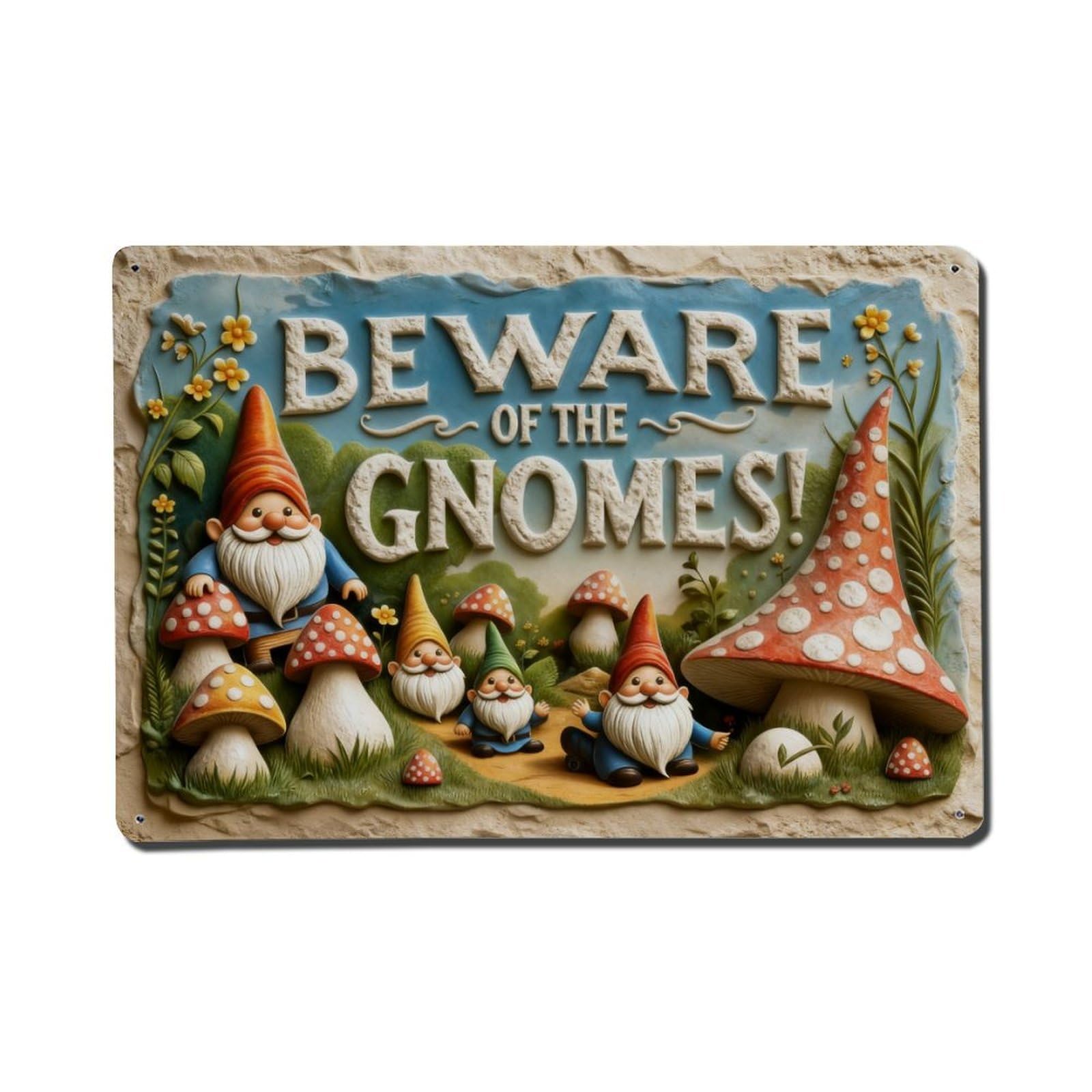 Beware Of The Gnomes Vintage Metal Tin Sign Retro Wall Decor, Bar Garage Cafe Kitchen Home Wall Art Poster Decoration 8x12inches