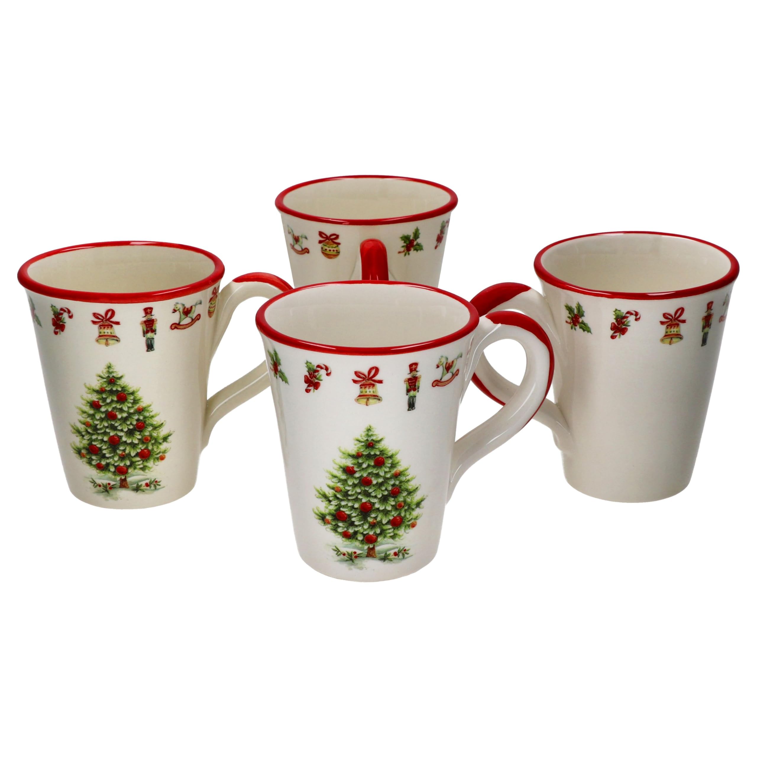 MamboCat Maestro Natale 8-delige dinerset, Italiaans keramisch servies voor 4 personen met kerstdecoratie, 4 x bolvormige schalen en 4 x platte platte borden voor Kerstmis, advent en Sinterklaas