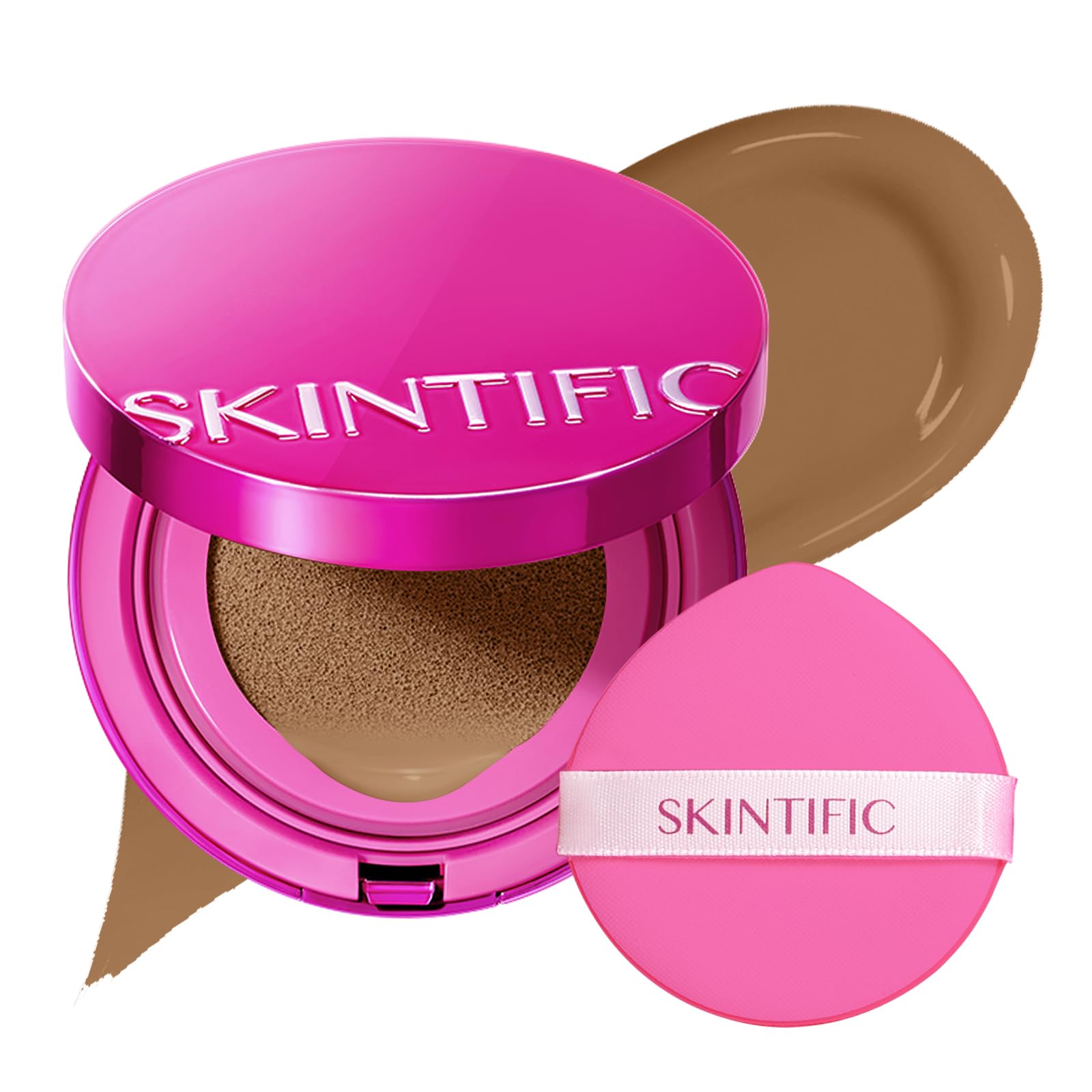 SKINTIFIC US STORE SKINTIFIC Pink Cushion Foundation Natural Glow 07N Soft Caramel