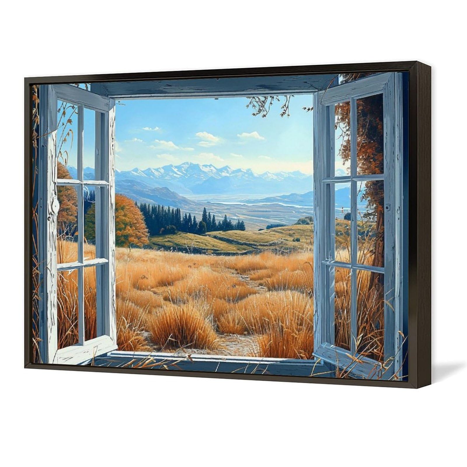 Amazon.co.jp: 絵画 窓の外には畑と森が広がるインテリア 絵画 美しい