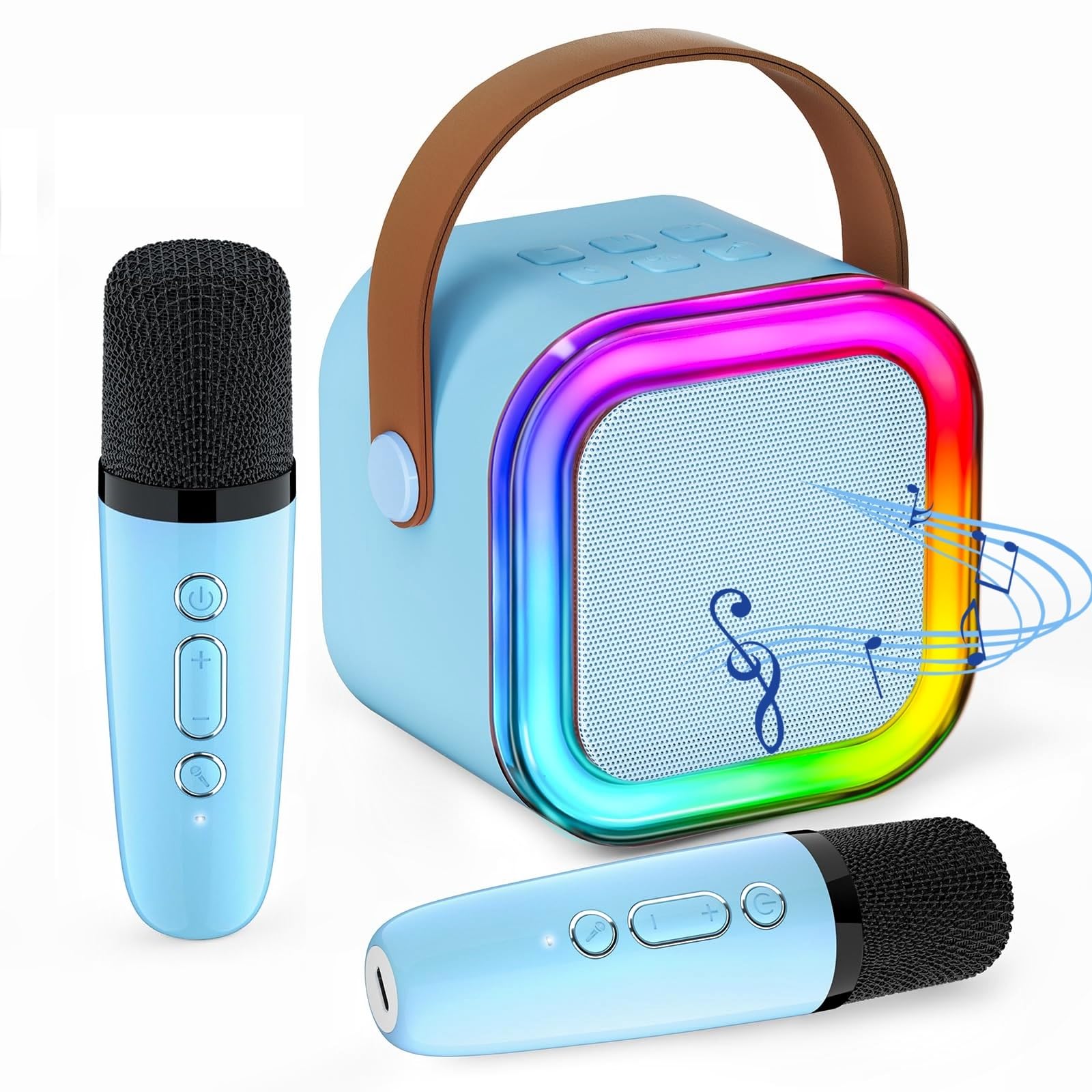 Karaoke Machine for Kids, Kids Karaoke Machine for Girls with 2 Wireless Microphones, Mini Portable Bluetooth Speaker Kids Karaoke Machine Gifts for Girls and Boys Family Party (Blue)