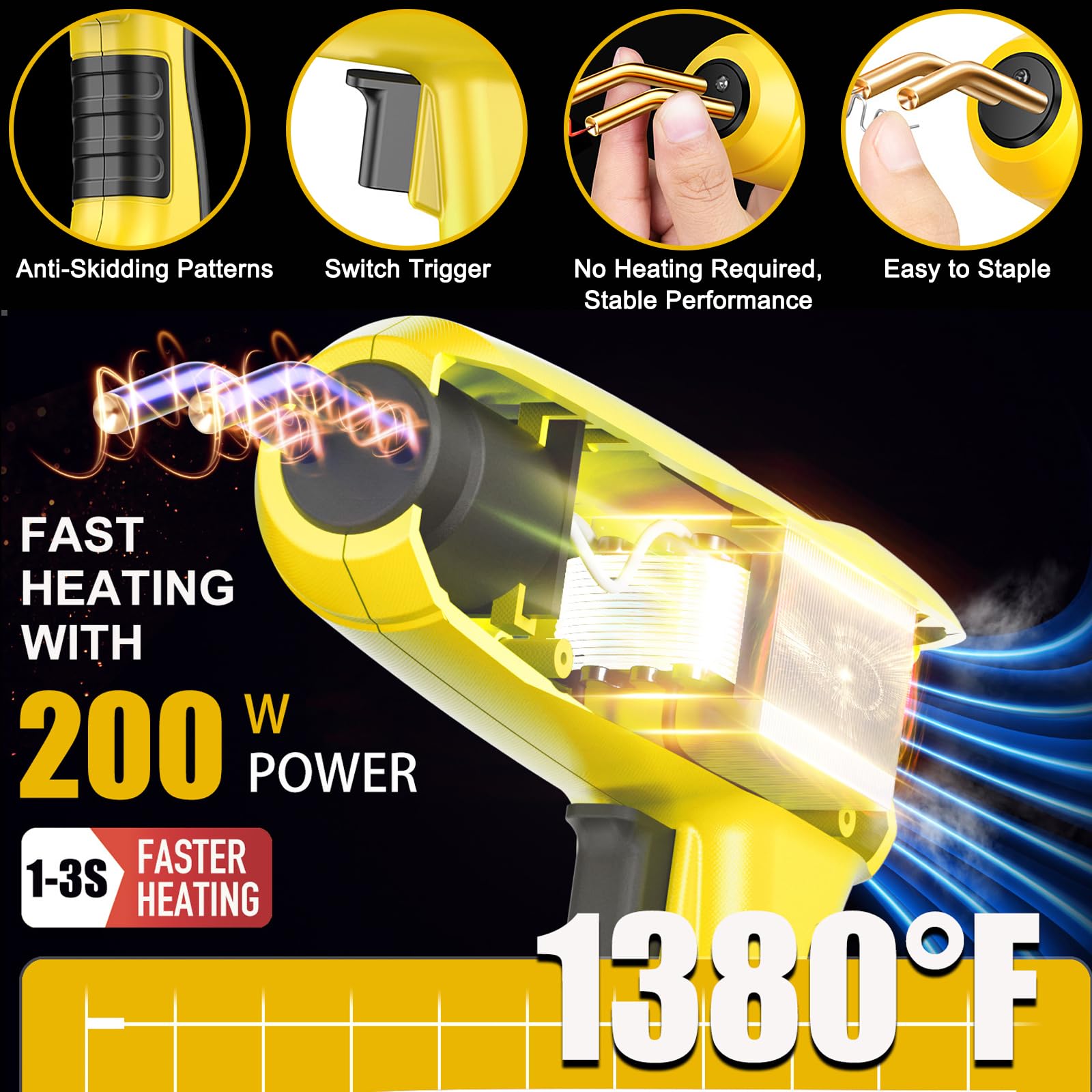 200W Soudure Plastique,Soudage Plastique Machine,Kit de Réparation Pare-Chocs de Voiture,Kit Reparation Plastique pour Réparer un Auto/Moto Pare-Chocs ou Objets en Plastique