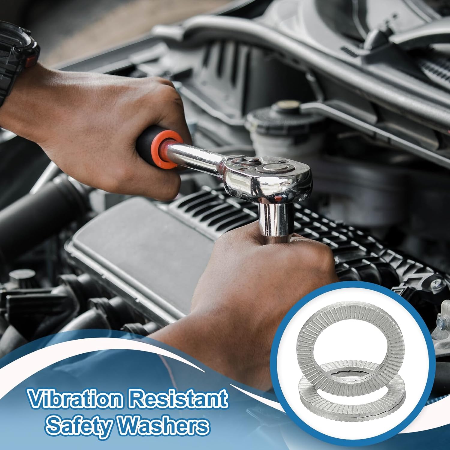 PATIKIL Wedge Locking Washers, 20 Pack Manganese Steel Vibration Resistant Safety Washers for M4 Bolts Screw (4.3 x 7.6 mm ID*OD)