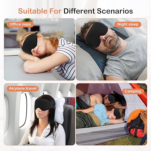 Miniatura 6 de Máscara para dormir, antifaz de espuma viscoelástica 3D para dormir, 100% bloqueo de luz, cubiertas de ojos con correa ajustable, venda nocturna