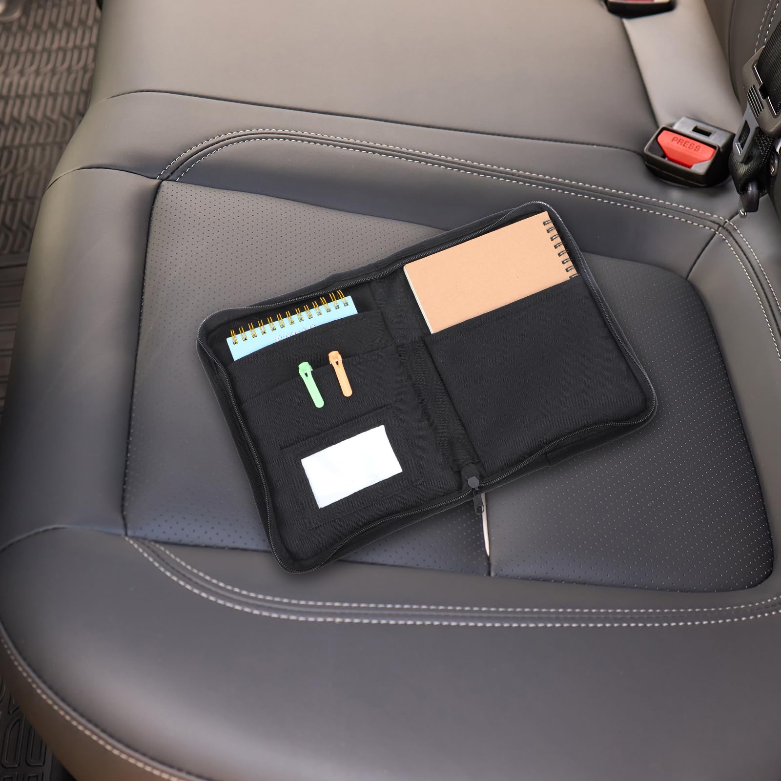 Carpeta para vehículos, carpeta para documentos A5, 24 x 17,5 cm, bolsa portátil para carpetas para coche con múltiples compartimentos, accesorios para guardar recibos y billetes