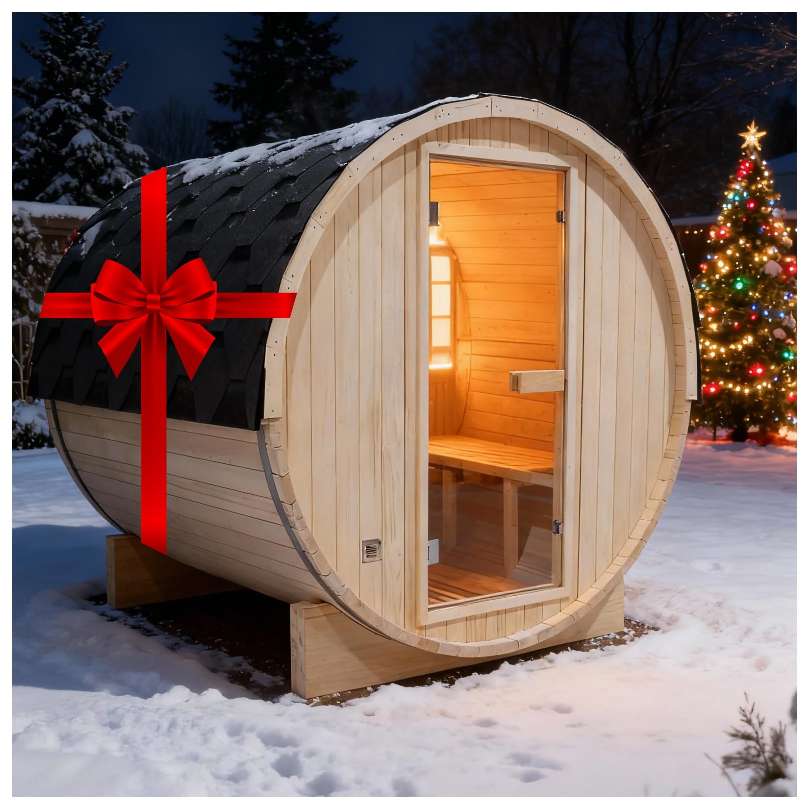 amocane Outdoor Barrel Steam Sauna 4-6 Person