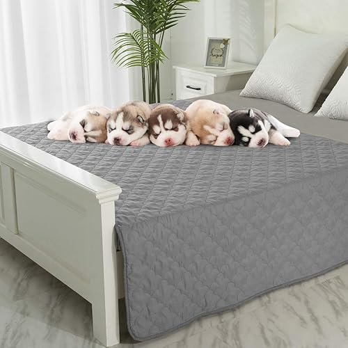 Mantas para proteger el sofá, fundas impermeables para cama de perro, manta protectora de muebles para mascotas (gris + gris oscuro, 52 x 82