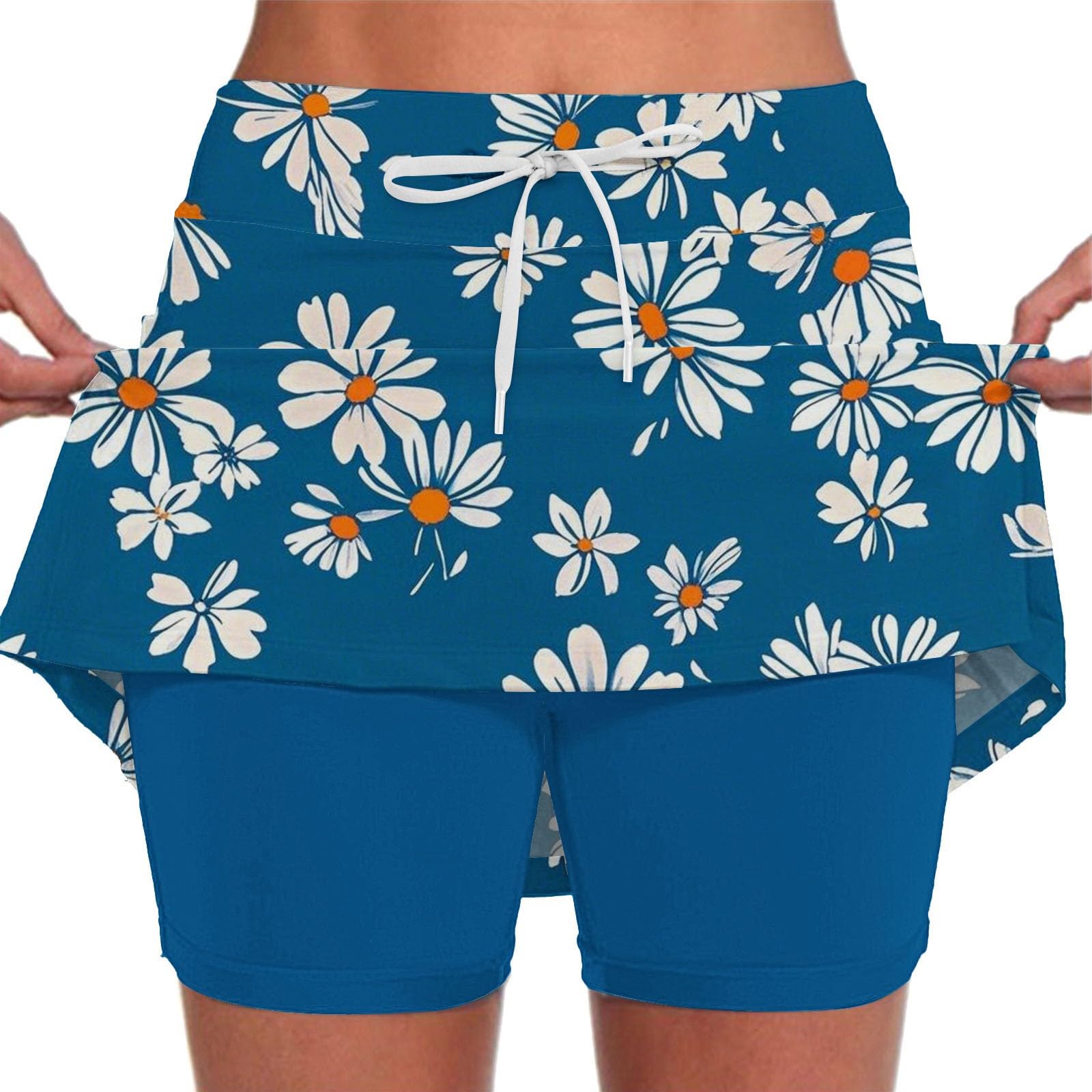 Skort for Women Plus Size Drawstrings High Waisted Athletic Tennis Skirts Tummy Control Yoga Shorts with Pockets