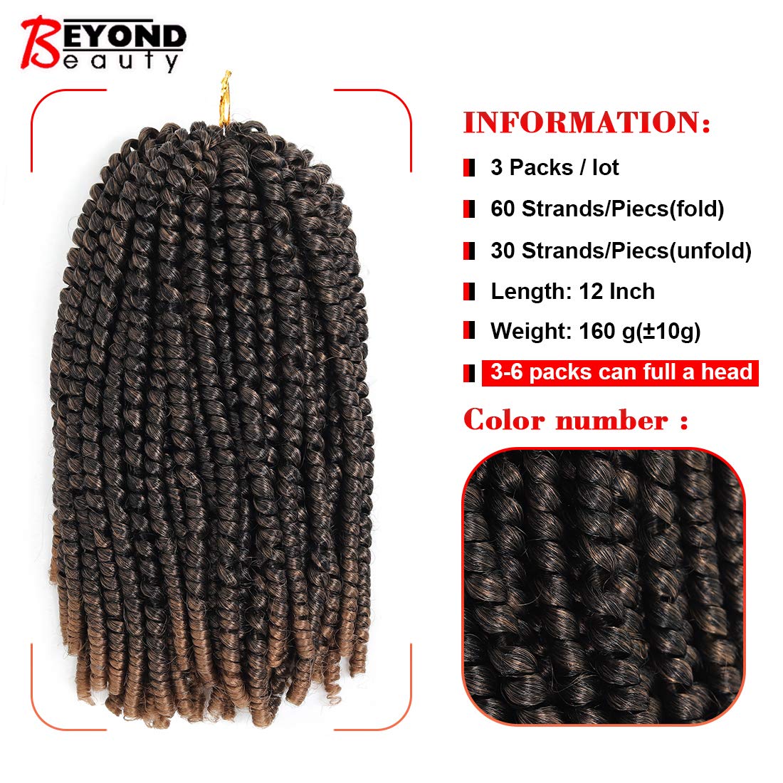 12 inch Spring Twist Crochet Braids Hair for Butterfly Locs Bomb Twist