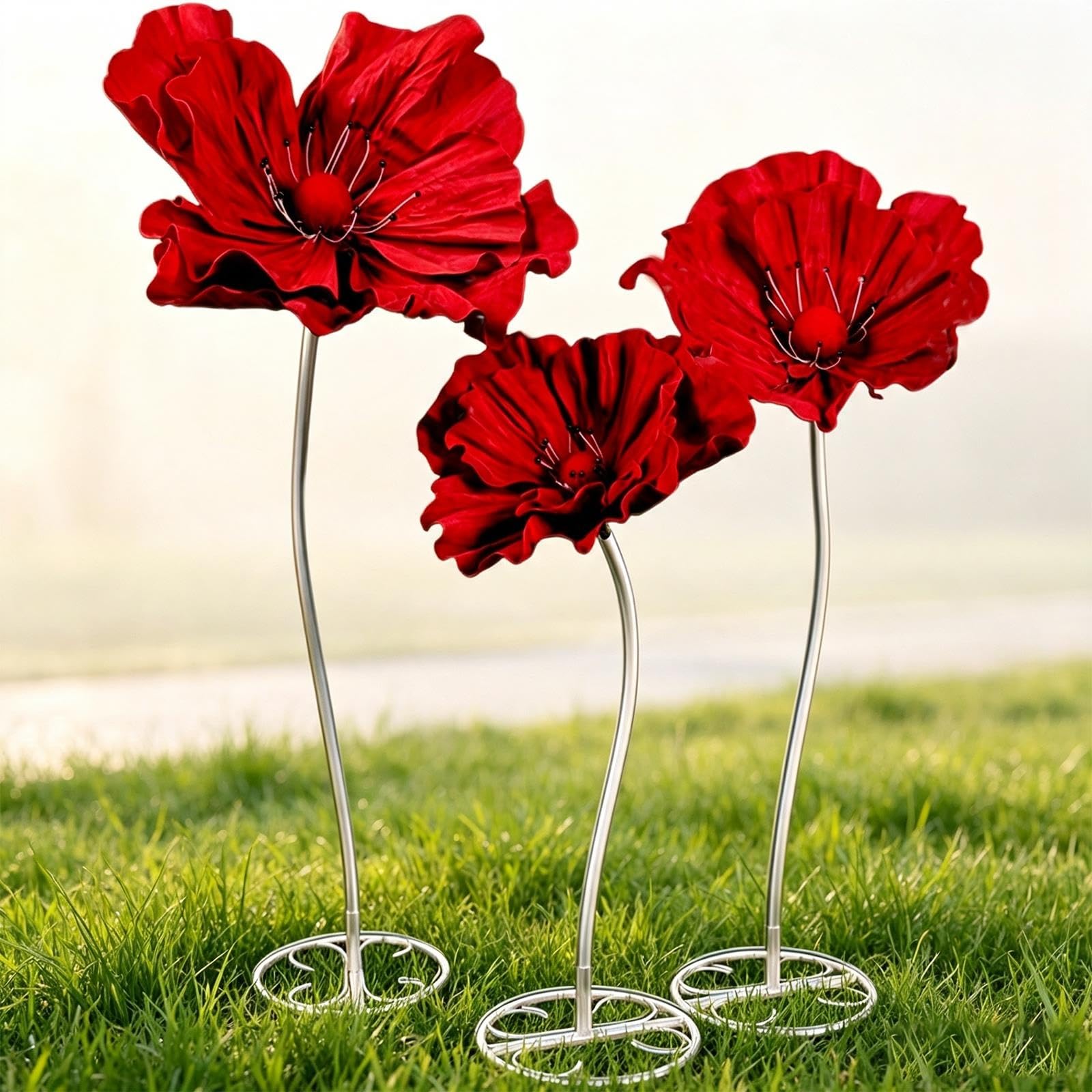 Große Künstliche Dekos Blumen aus Eva‑Schaum mit Stabiler Metallbasis | Realistische Stehende Kunstblumen for Hochzeitsdekorationen, Party, Garten‑ und Laden‑Schaufensterdekoration(Style 4)