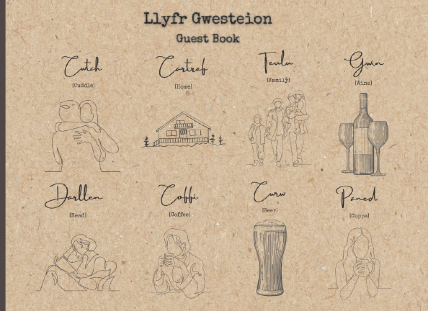 Visitor Guest Book. Llyfr Gwesteion. (Welsh Language / Bilingual): Rustic Vacation Rental Guest Book for Airbnb, Bed and Breakfast, Holiday Let, ... etc in Wales. Beach Theme Rustic Guest Book
