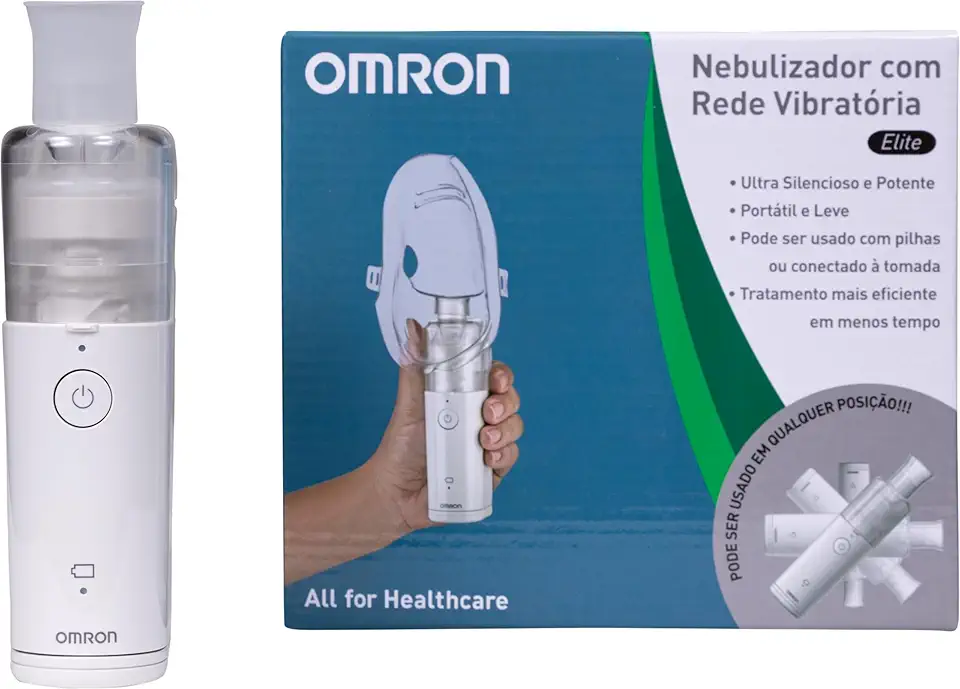 OMRON Inalador Nebulizador Rede Vibratória Elite Portátil NE-U100
