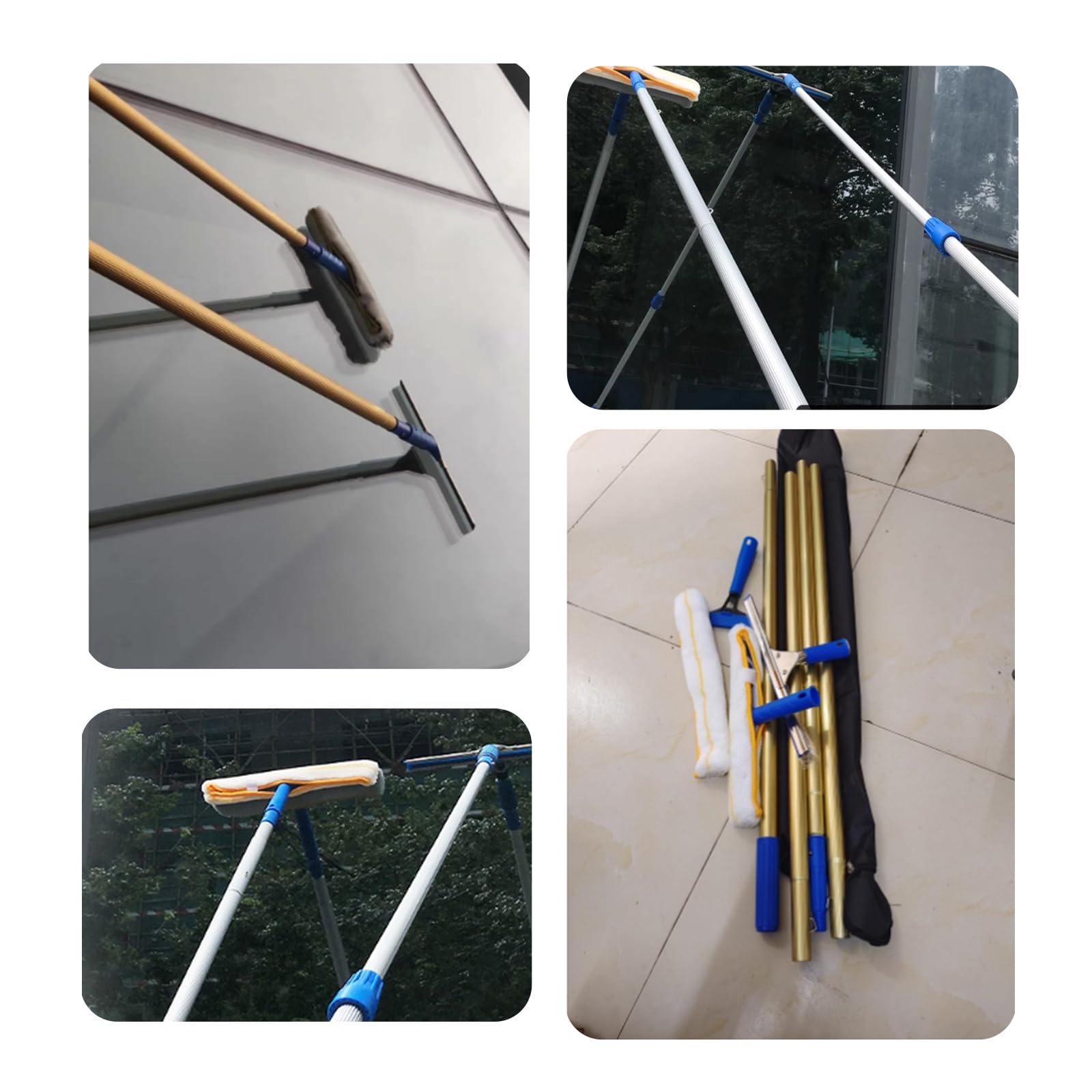 Escobilla telescópica profesional para ventanas altas, 100 cm, limpiador de vidrio duradero con mango extensible, ideal para limpieza de ventanas sin rayas y accesibilidad