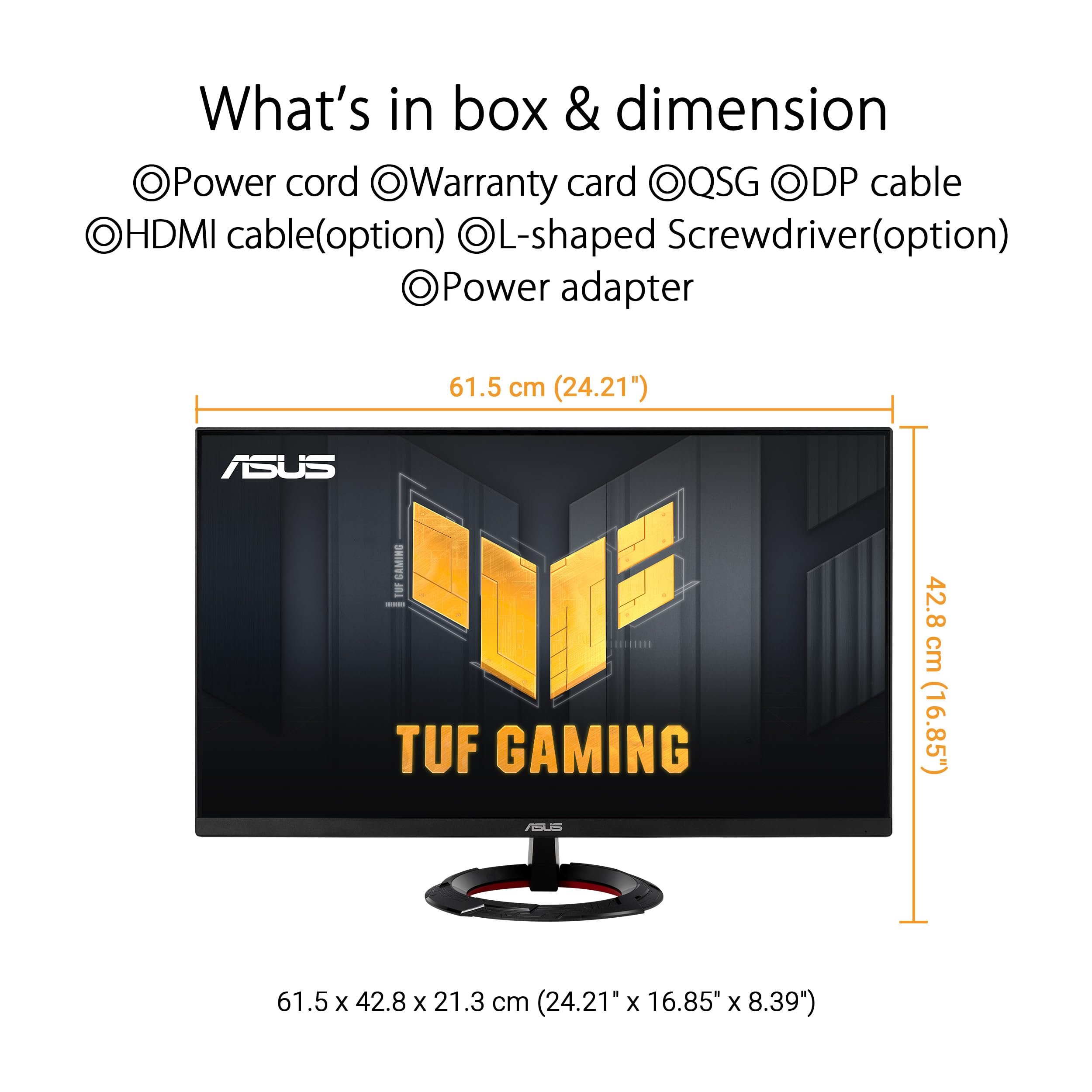 ASUS Moniteur de Gaming TUF Gaming VG279Q3R – 27 Pouces, Full HD (1920x1080), 180 Hz, Fast IPS, Extreme Low Motion Blur, 1ms (GTG), FreeSync, Variable Overdrive, 100 purcent Srgb