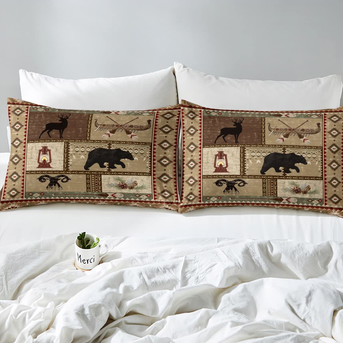Set Biancheria Letto Rustico Con Alci - Copripiumino