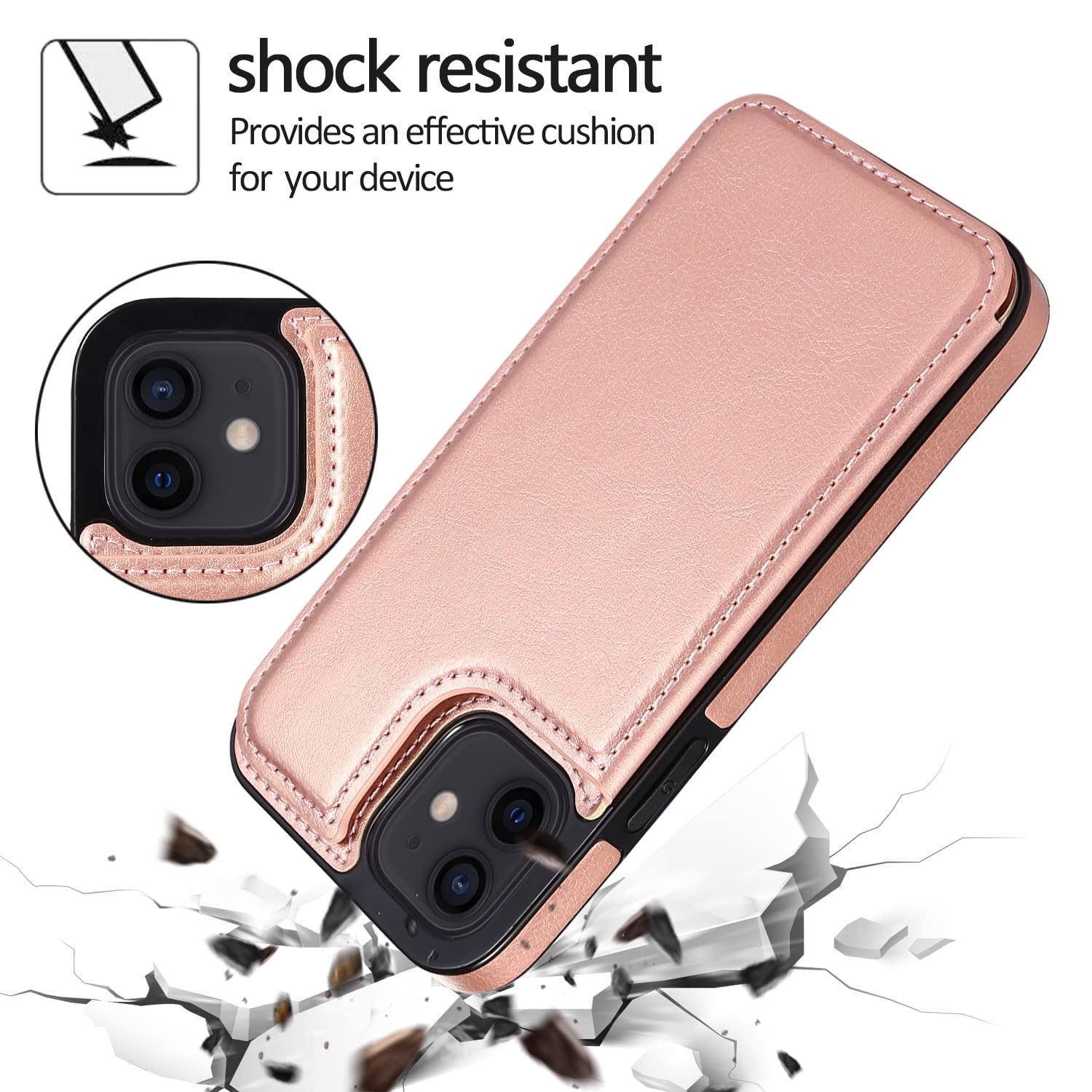 Custodia per Cellulare per iPhone 15/15pro/15pro Max/15 Plus, Copertura Protettiva Multifunzione con Doppia Fibbia Magnetica Modello Crazy Horse,15pro Max,Rose Red