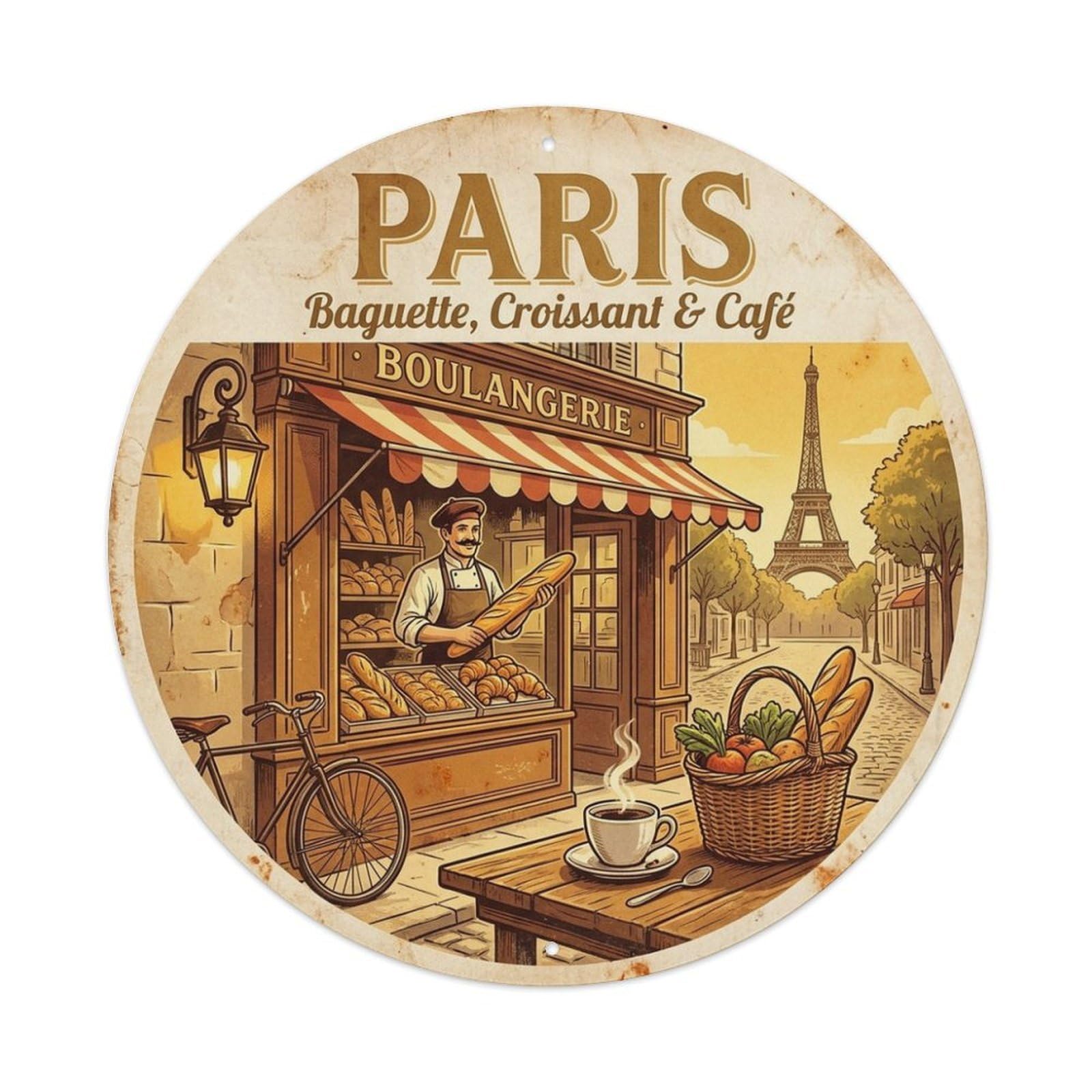 Olhnbad Style Food Travel Culture Paris Vintage City Seine Metal Tin Sign