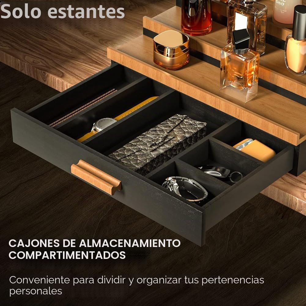 Organizador de perfume para hombres, 3 niveles, caja de almacenamiento de cosméticos, expositor de perfume con cajón oculto, soporte para perfume, estante graduado para joyas de perfume para