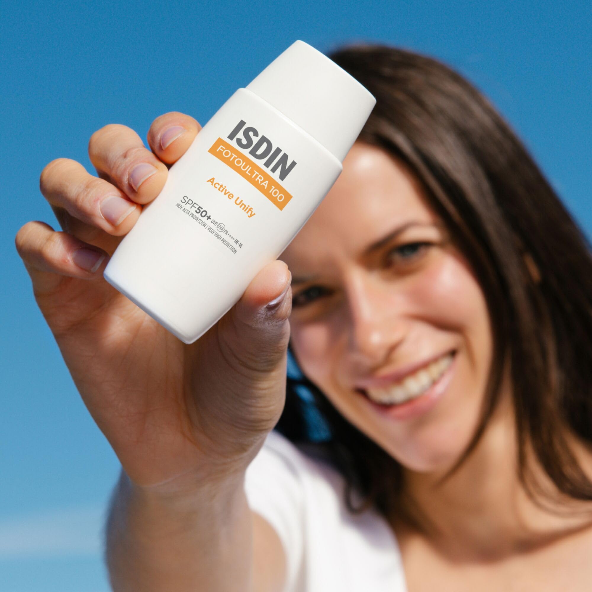 ISDIN FotoUltra100 Active Unify SPF 50+ (50ml) | Crema Solare Viso con Triplice Azione Depigmentante | Schiarisce e Uniforma l'Incarnato | Uso Quotidiano
