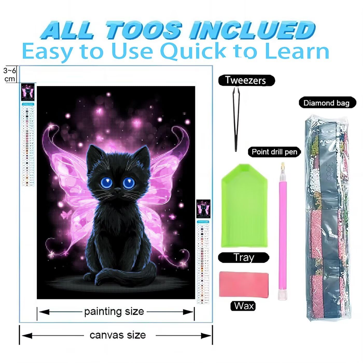 5D Diament Malarstwo Motyl Kot, Diamentowe Malowanie Diamentowe Zestaw Dla Dzieci Prezent, DIY DIY Dorośli Diamentowe Malarstwo Na Boże Narodzenie Dekoracje Ścienne Domu 80x100 cm SYLF470