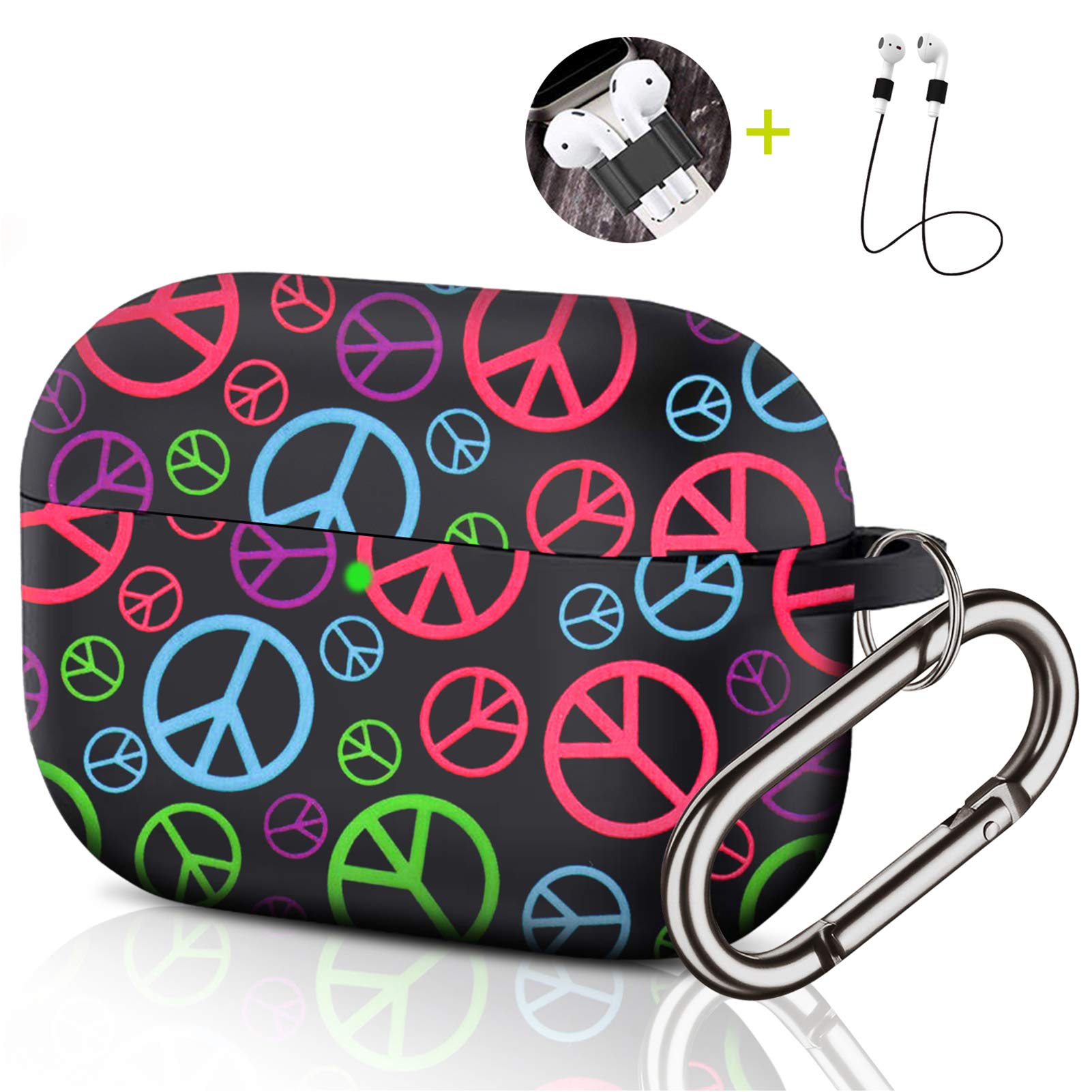 Sibode Cases Compatible with AirPods Pro Case - Drop Proof Air Pods Protective Case Cover Silicone Skin, Air Pod Pro Accessories Set for Girls Women Men