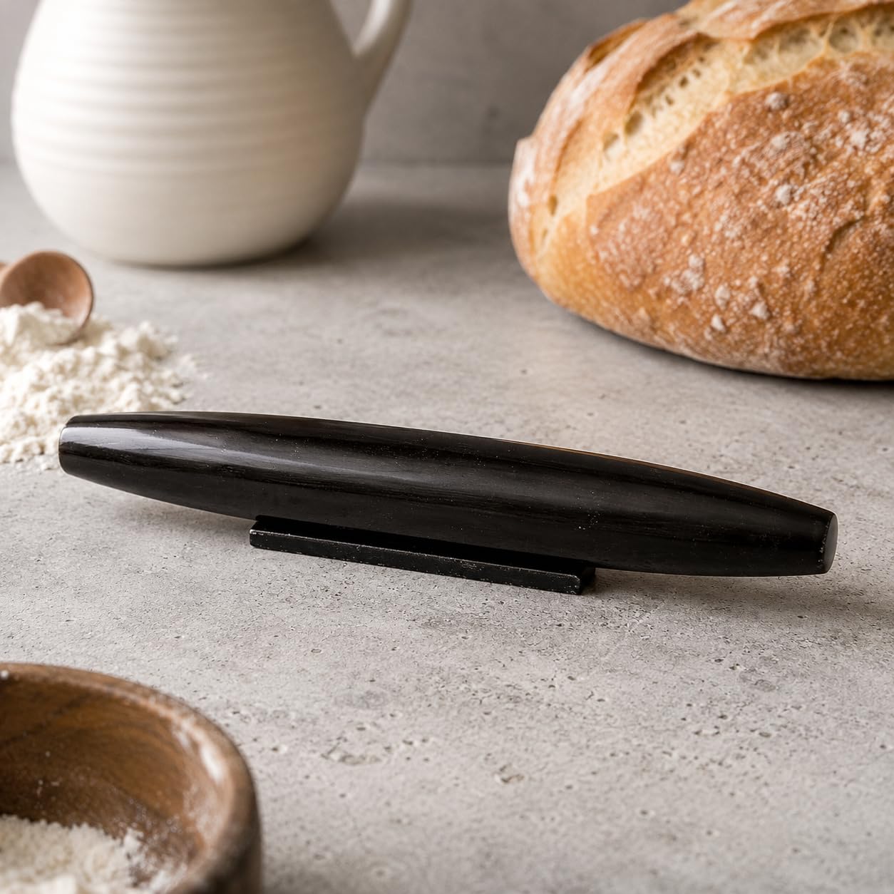 Mármol Kraft Marblous 12.5 pulgadas Negro French Rolling Pin de mármol multicolor y Rolling Pins para hornear, accesorios de hornear o rodillo de masa para panaderos y chef. (Negro)
