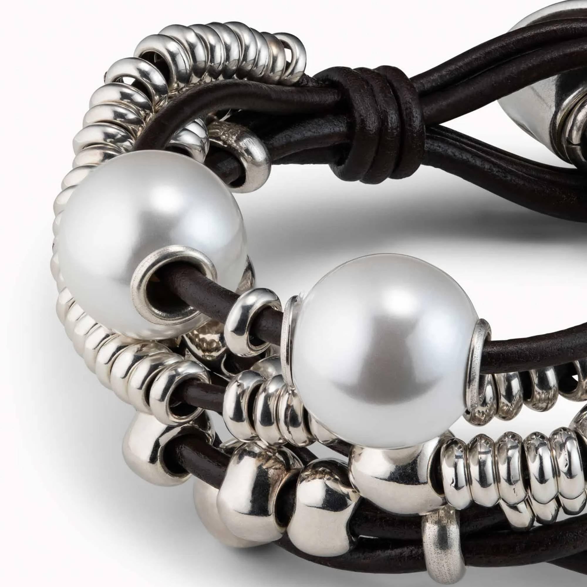 UNO de 50 - Pulsera Colección Clasicos Perlas para Mujer, Plata 925, Color Plata, Talla única, Fabricado en España
