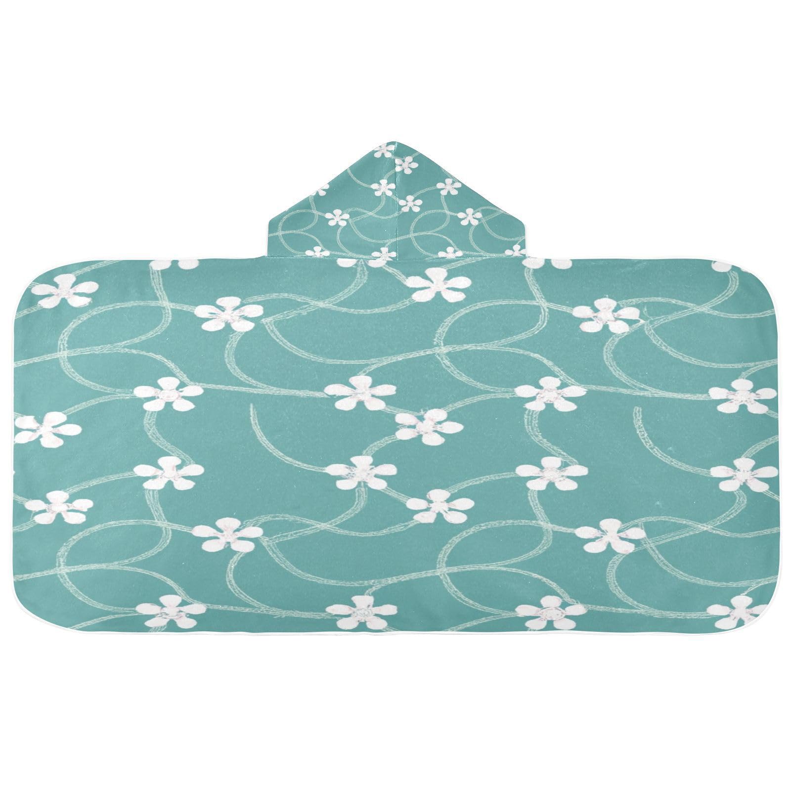 Kigai Small Flowers Hooded Beach Towel for Kids Soft Absorbent Quick Dry Bath Towel with Hood Lightweight Toddler Shower Pool Bath Wrap for Boys Girls