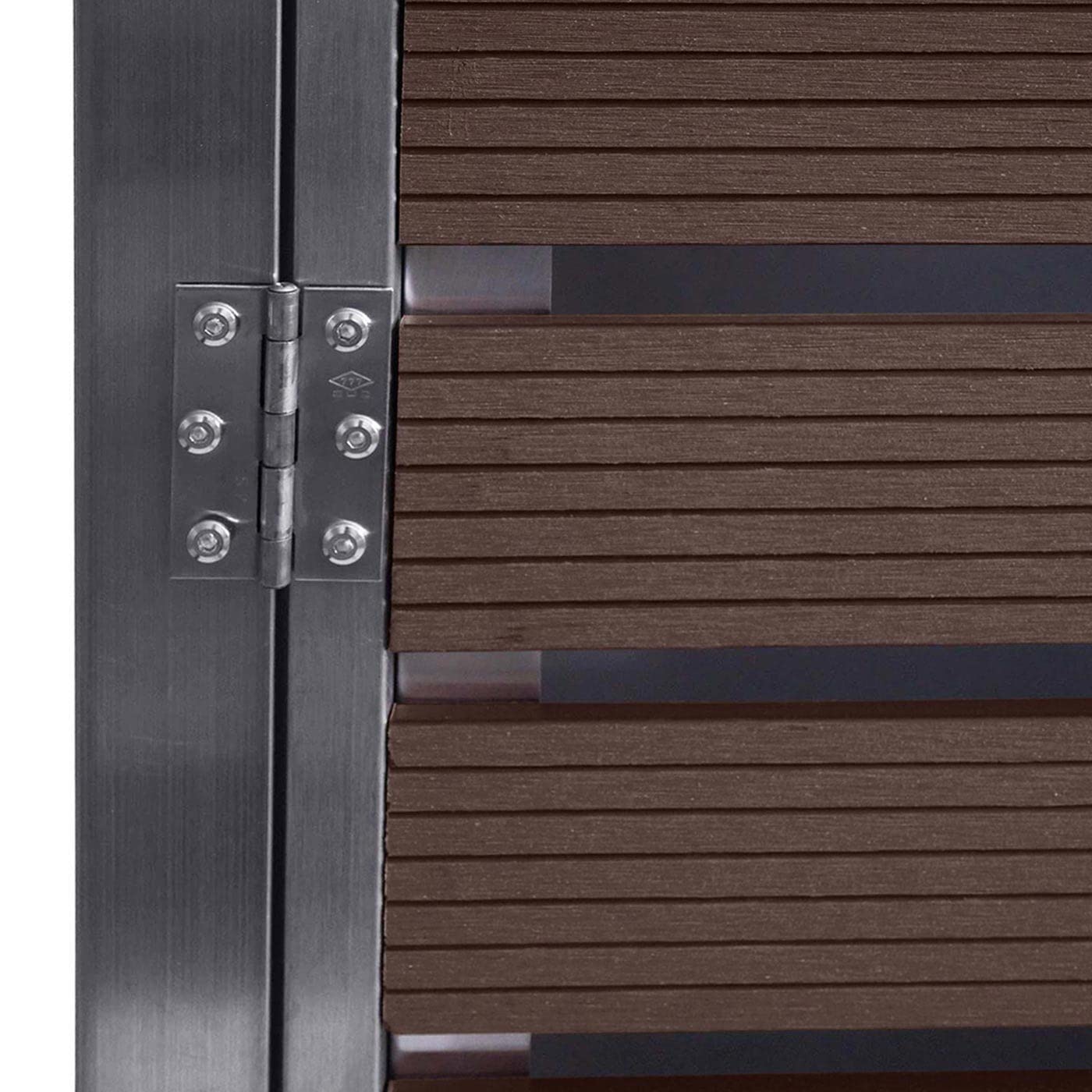 Mendler 3er Mülltonnenverkleidung HWC-K14 120x200x85cm - Walnuss-Holzoptik | Mülltonnenbox, WPC, Edelstahl, 104kg