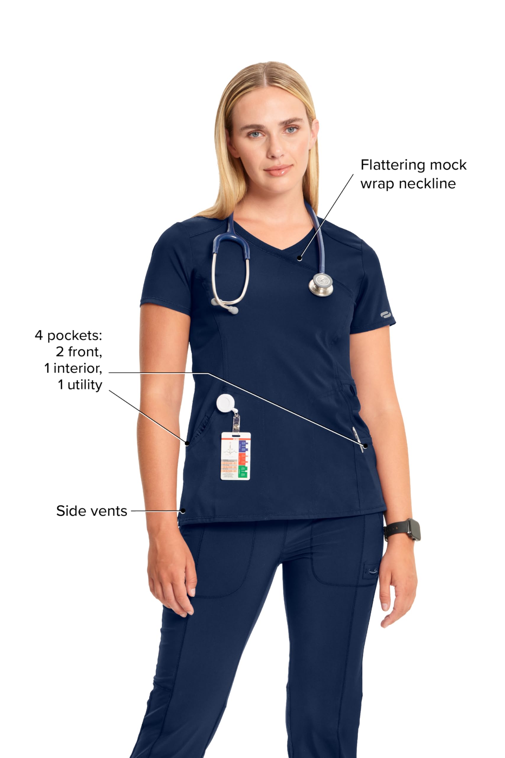 Infinity Damen Mock Wrap Scrubs Top Medizinisches Schlupfhemd