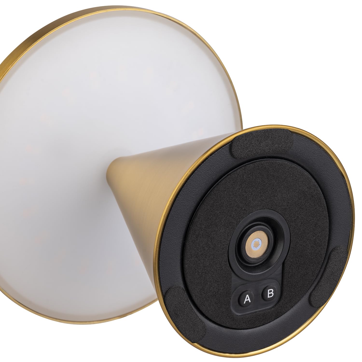 APS 17102 Tischleuchte CONE MINI, Akku-Leuchte, inkl. Ladestation, USB-Ladekabel und Fernbedienung, Höhe 11,5 cm, gold
