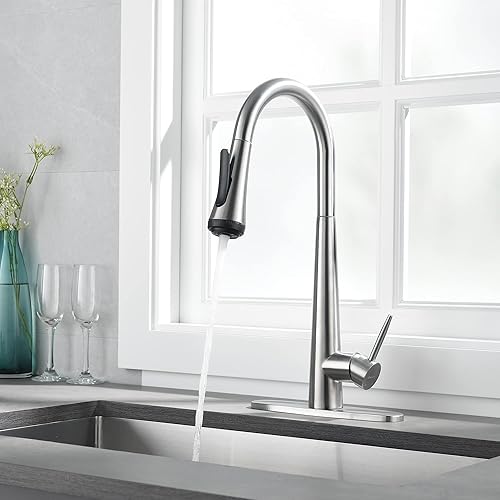 Miniatura 2 de Grifo de cocina con rociador desplegable grifo de fregadero de cocina de arco alto, grifo de fregadero de una sola manija, grifos comerciales