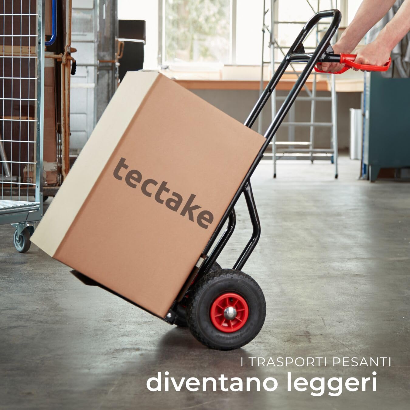 tectake® Carrello Portapacchi, Telaio Estensibile, Traverse Arrotondate, Paletta di Carico Ripiegabile, Proteggi-Ruote, Carrellino con Ruote e Maniglie di Sicurezza - Nero