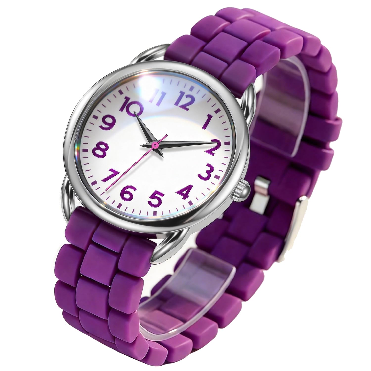 35MM Watches for Women Big Face Easy Reader Silicone Strap Water Proof