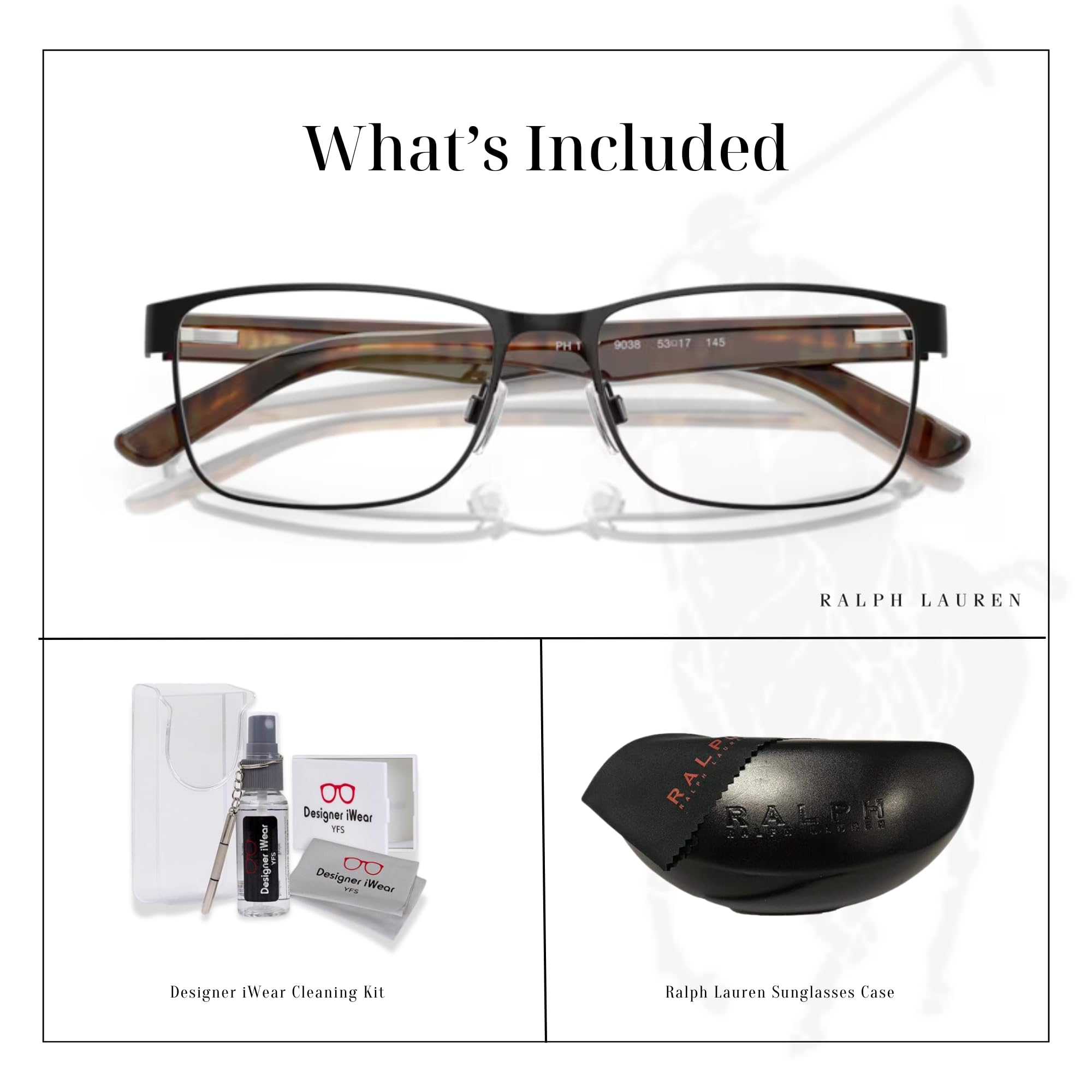 Polo Ralph Lauren Ph1157 Rectangle Eyeglasses For Men Bundle