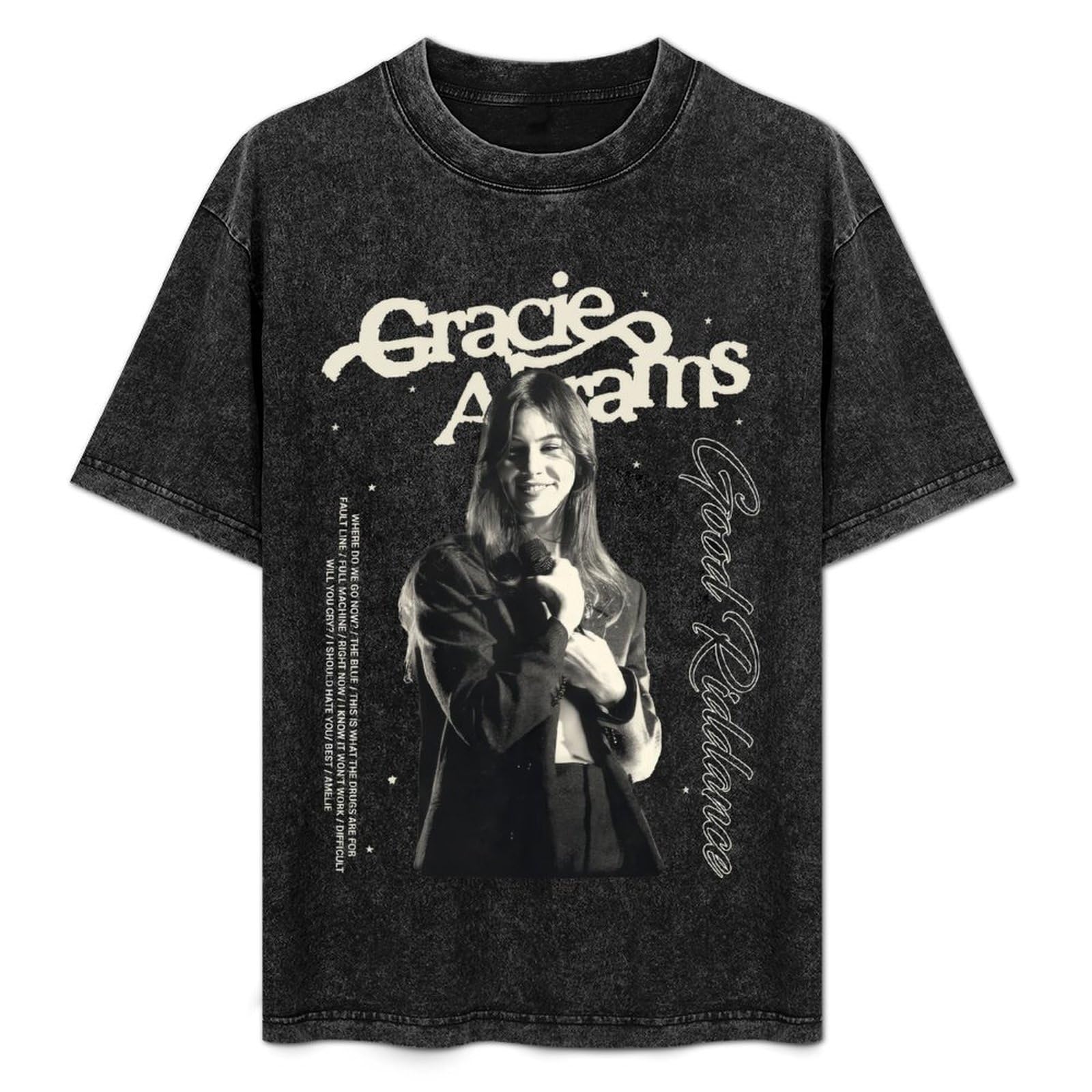 Men Gracie Music Abrams Tees Washed Shirts Soft Tshirt for Women Comfortable Short Sleeve Breathable T Shirt 2XL