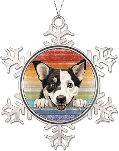 Miniatura 10 de CowkissSign Russian Toy Christmas Tree Ornament - Christmas Snowflake Ornament - Russian Toy Cute Funny Peeking Dog Puppy Christmas Snowflake Metal