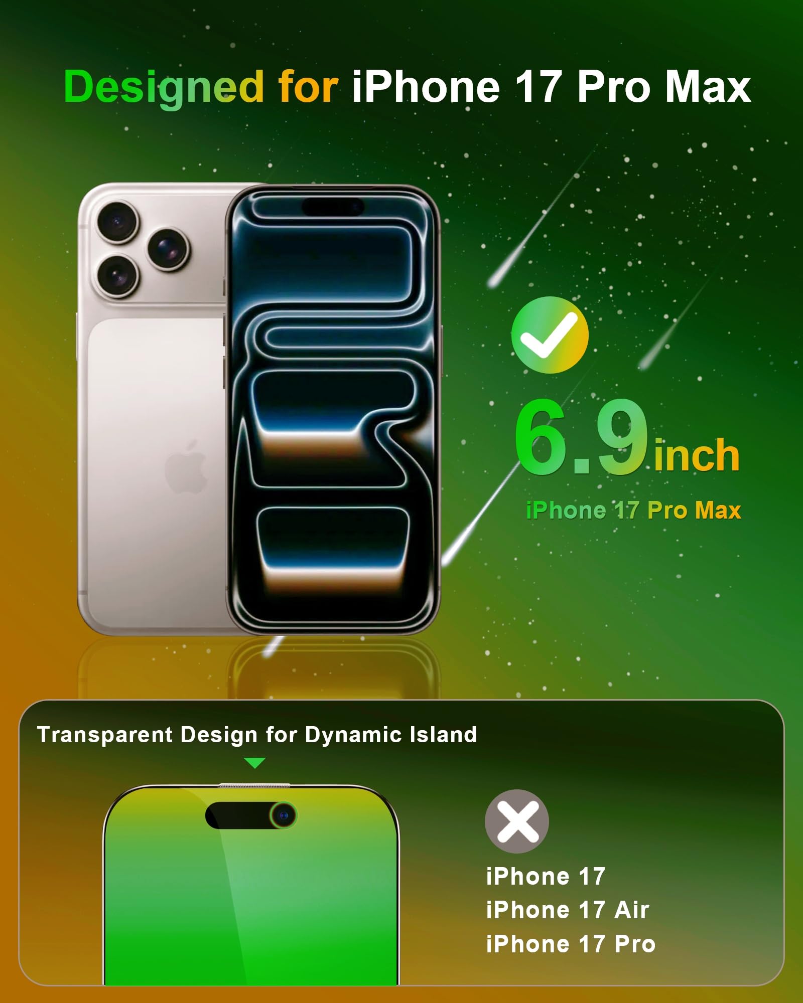 Folia ochronna na ekran do iPhone'a 17 Pro Max, ochrona prywatności, szkło hartowane, 17.5 cm, prywatna folia ochronna przeciw niebieskiemu światłu przeciw szpiegom, bez pęcherzyków powietrza