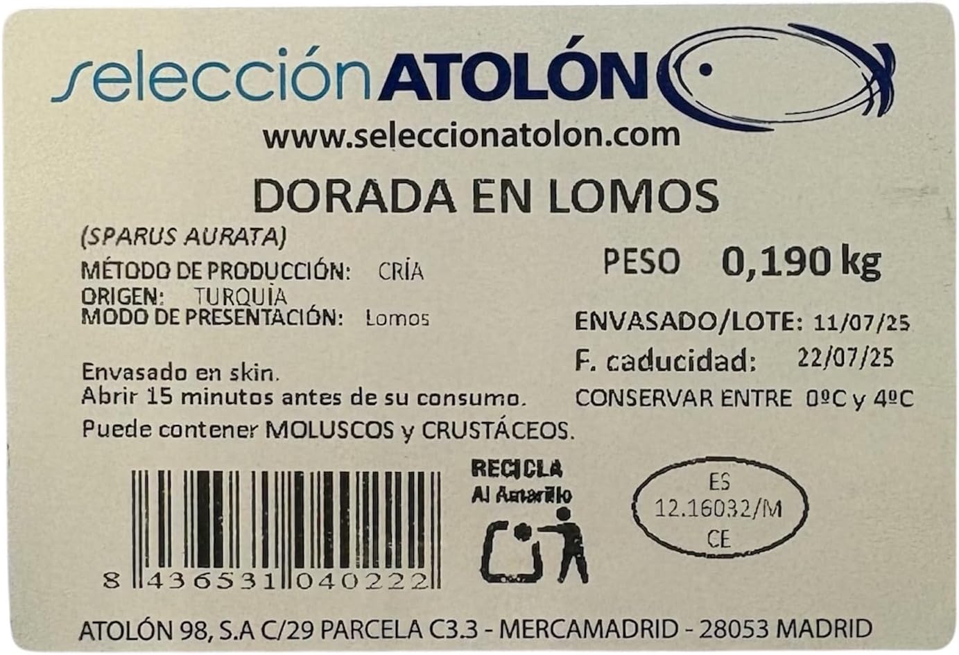 Doradas Lomos con piel fresco 190g - Imagen 3