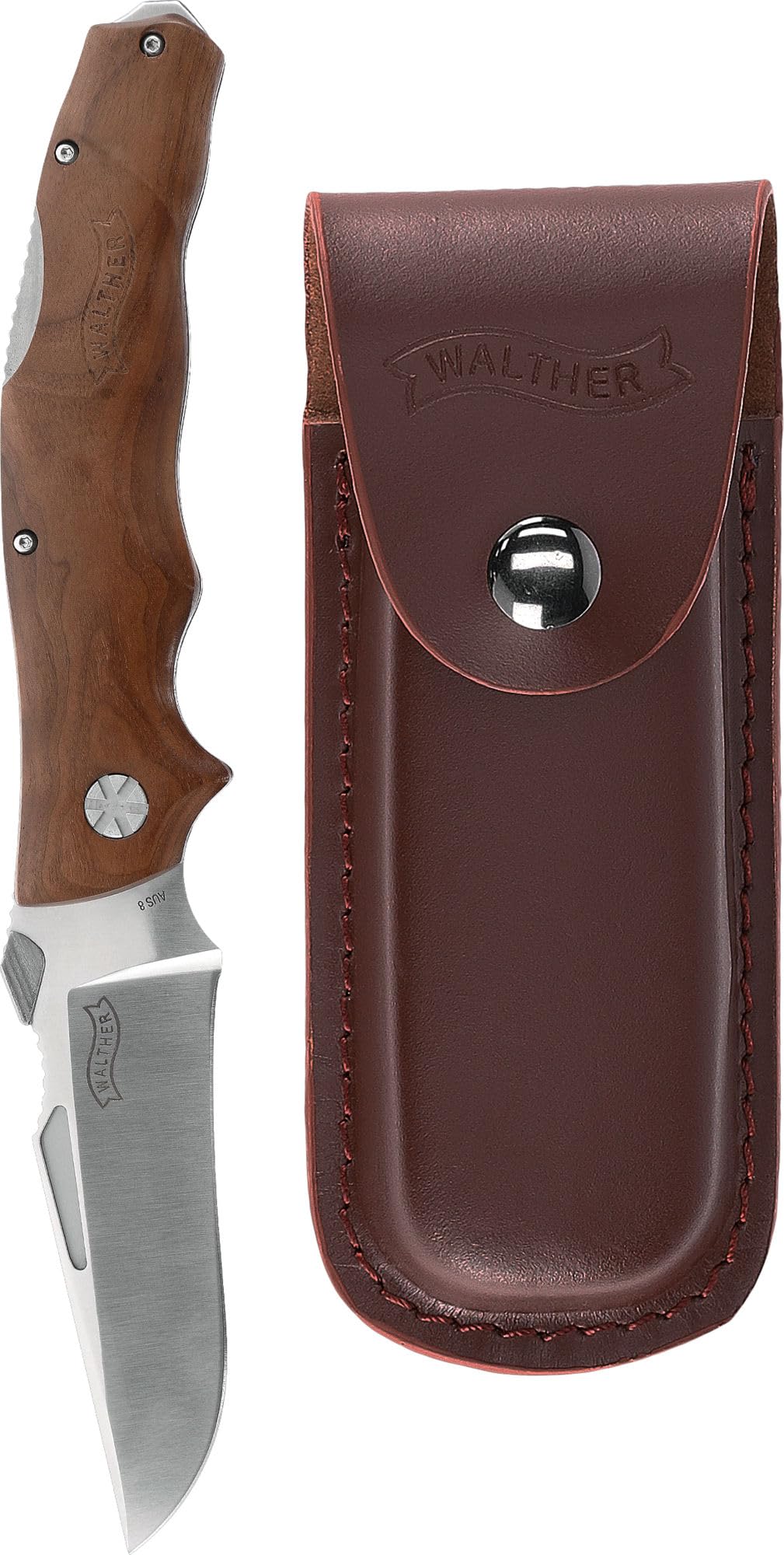 Walther Adventure Folder Wood - Coltello da sopravvivenza estremamente affilato e robusto, Legno, multicolore, m